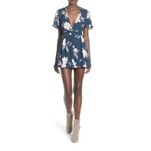 ASTR The Label - Teal Multi Floral Romper